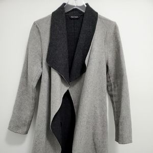 White House Black Market reversible light/dark grey belted coat. Size small.